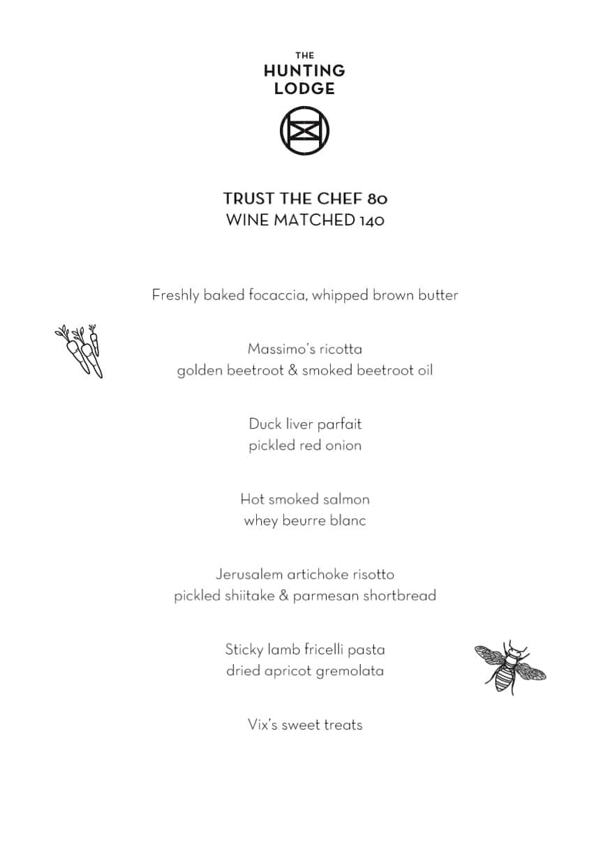 Menu at The Restaurant The Hunting Lodge, Auckland