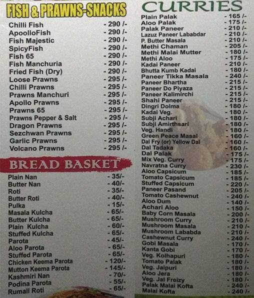 Silver Spoon Menu Menu For Silver Spoon Gurunanak Colony Vijayawada