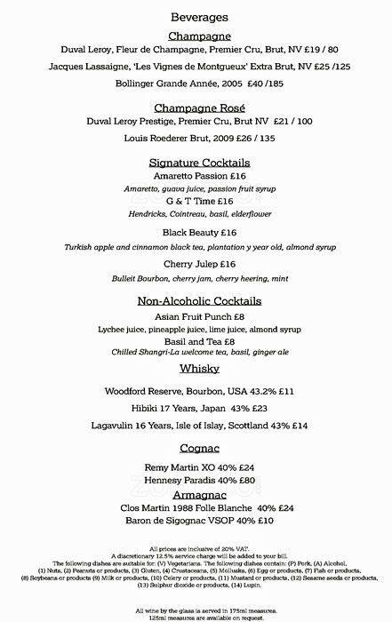 Ting - Shangri-la Menu Menu For Ting - Shangri-la London Bridge London