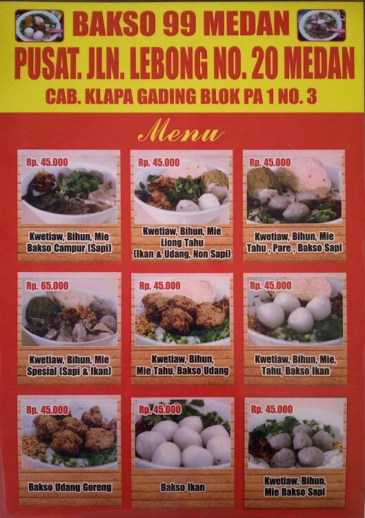 Bakso 99 Medan Menu Menu For Bakso 99 Medan Cengkareng Jakarta