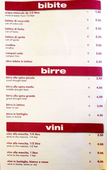 Menu di La Cappa 