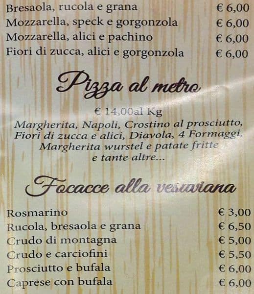 Menu di Dar Panzone 