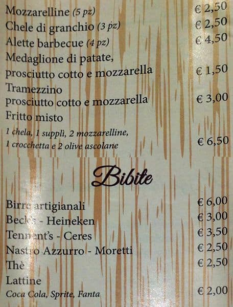 Menu di Dar Panzone 
