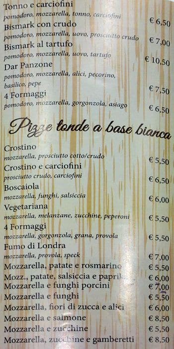Menu di Dar Panzone 