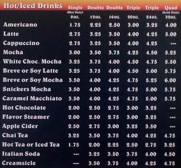 hot shots bar concord menu prices