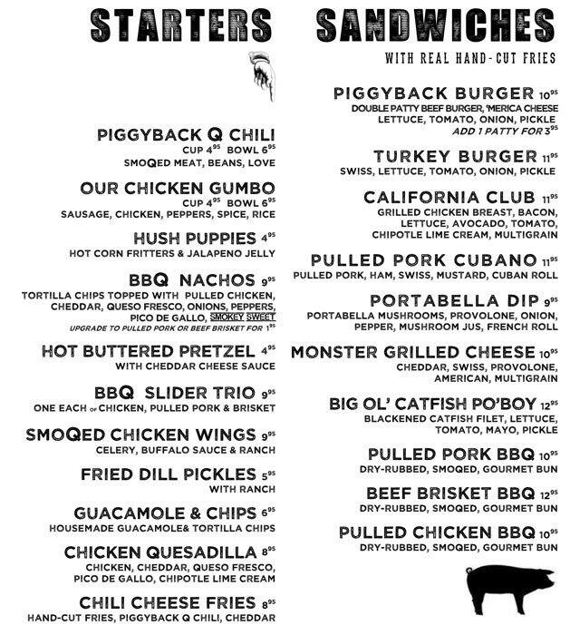 Piggyback Tavern Menu, Menu for Piggyback Tavern, West Loop, Chicago ...