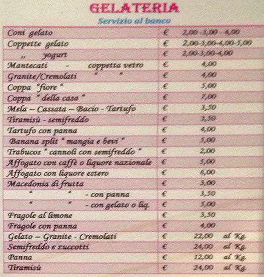 Menu di Caffè Maneschi 