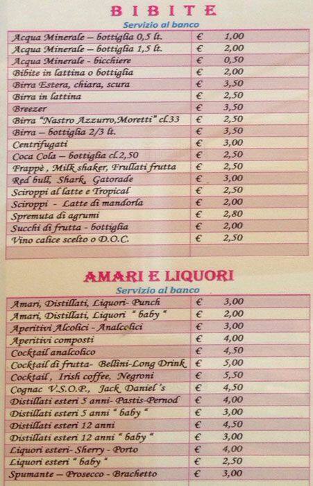 Menu di Caffè Maneschi 