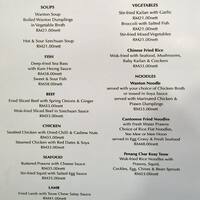 Zende Restaurant Seri Pacific Hotel Menu