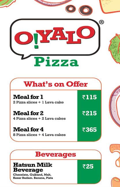 Oyalo Pizza menu