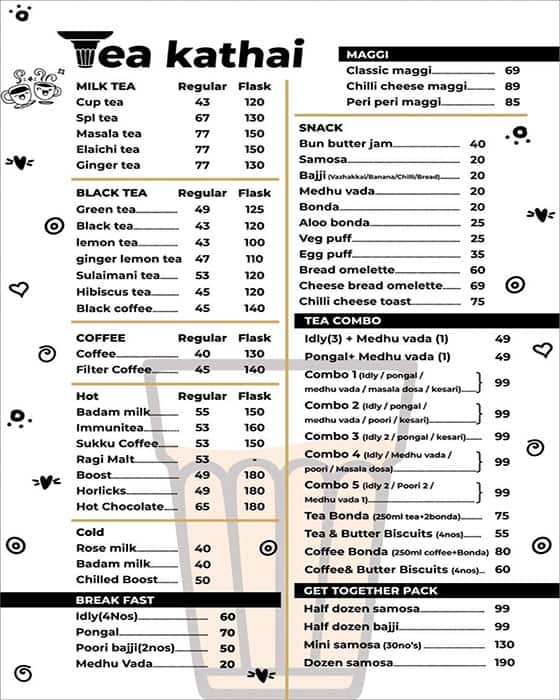 Menu of Tea Kathai, Anna Nagar East, Chennai