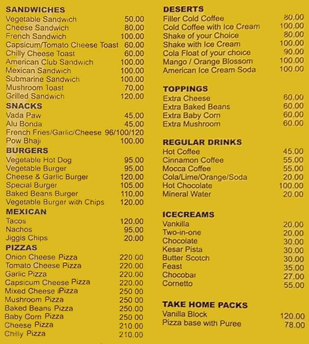 Fillers menu
