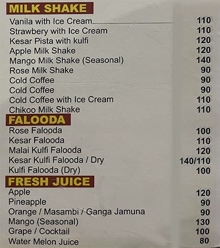 Rajasthan Restaurant menu