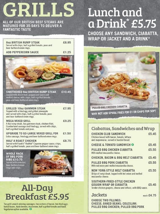 Menu at The Goose pub & bar, London, 264 Hoe St