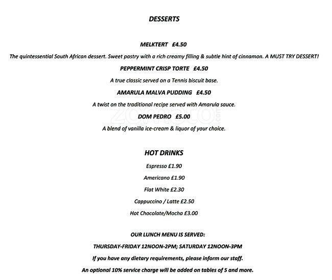 Shebeen Morrison Street menu
