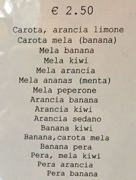 Menu di Bar Diciannove 