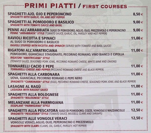 Menu di Osteria Allegro Pachino 