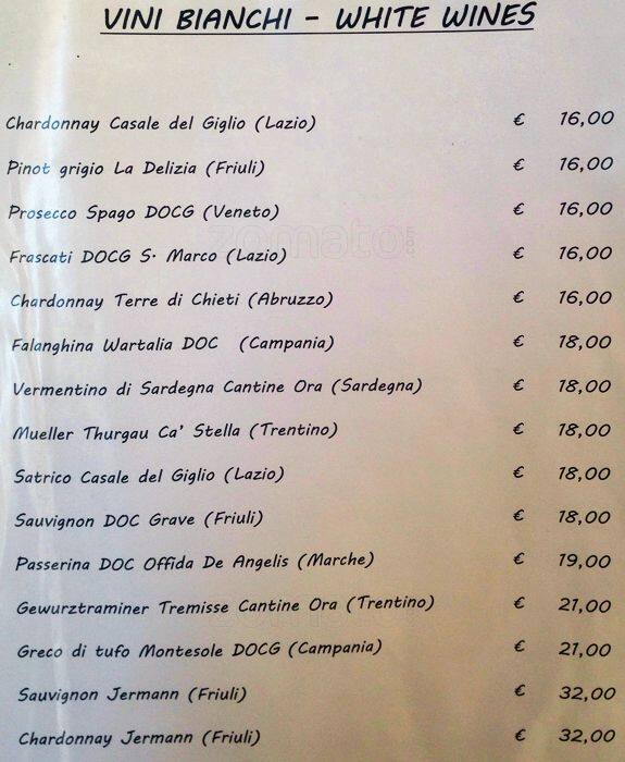 Menu di Taverna Parione 