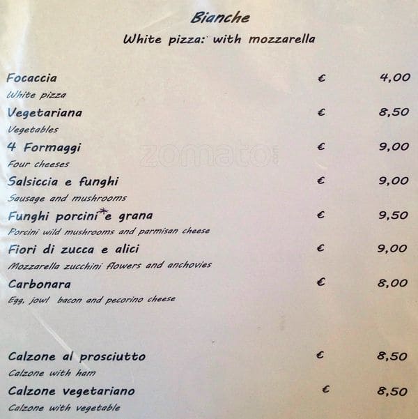 Menu di Taverna Parione 
