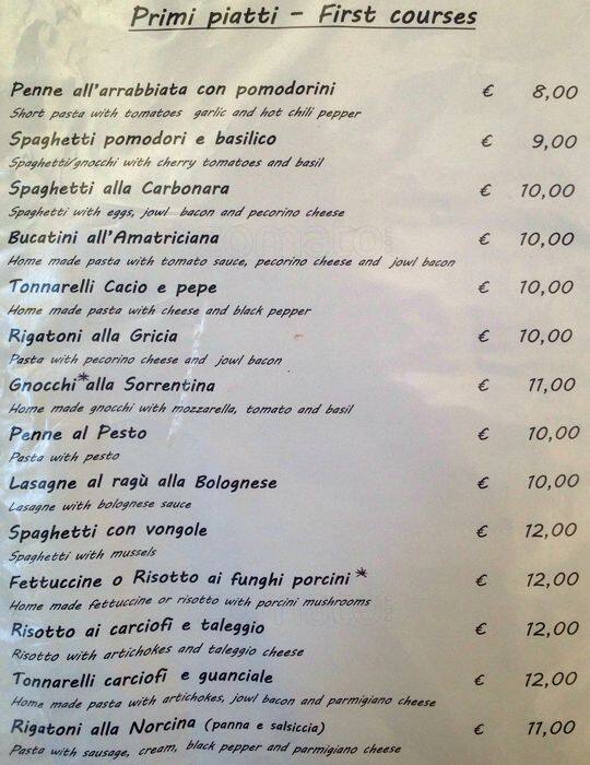 Menu di Taverna Parione 