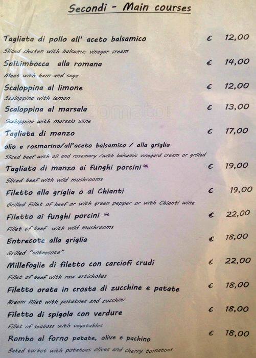 Menu di Taverna Parione 