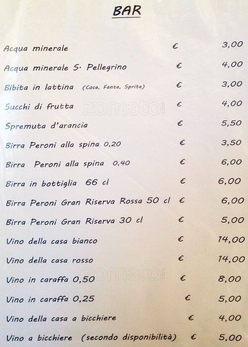 Menu di Taverna Parione 