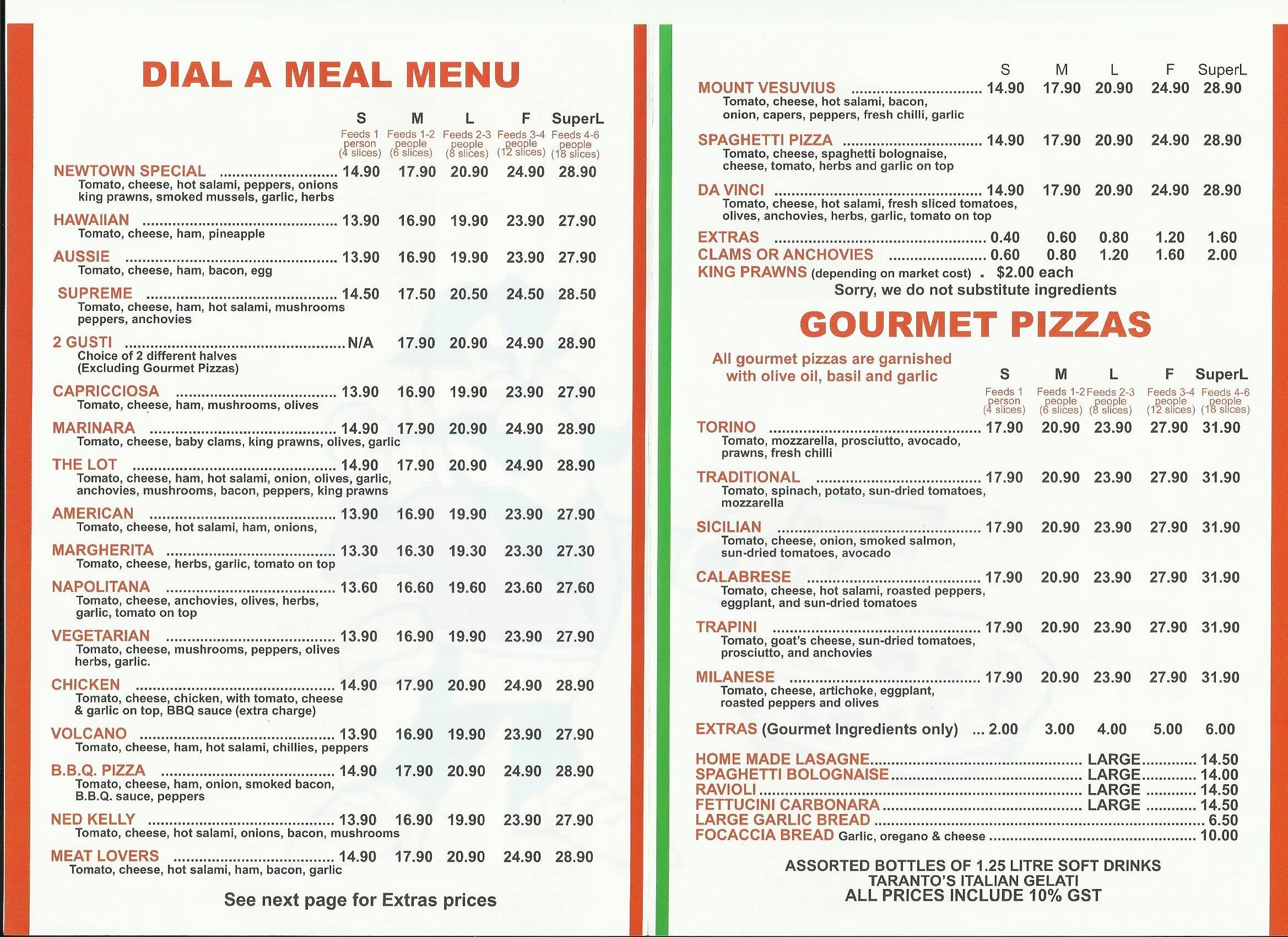 Silvio's Newtown Pizza Menu Urbanspoon/Zomato