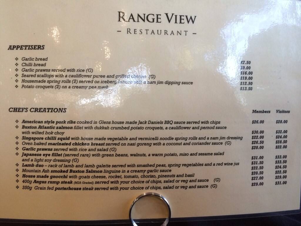 Menu at Range View Restaurant, Mansfield