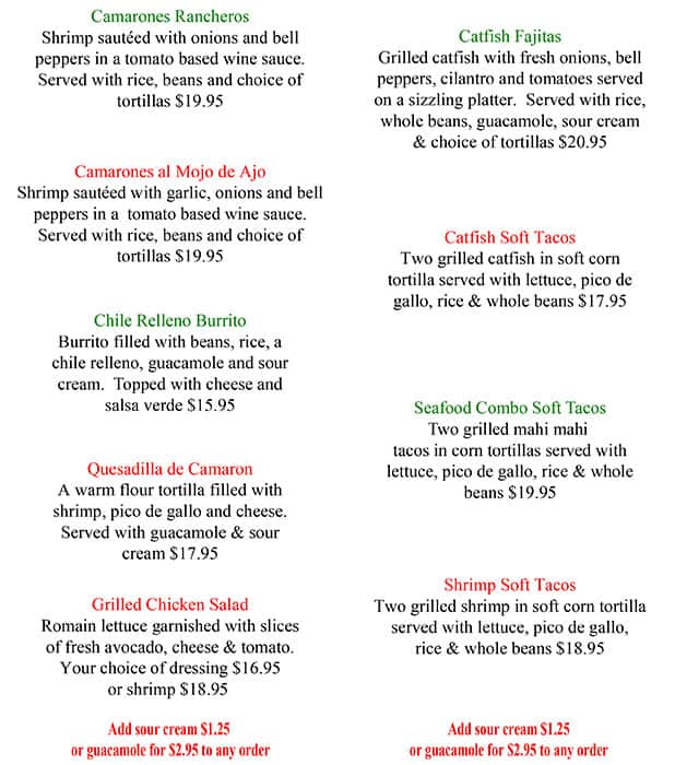 Menu at Casa Lupe restaurant, Campbell, S Winchester Blvd
