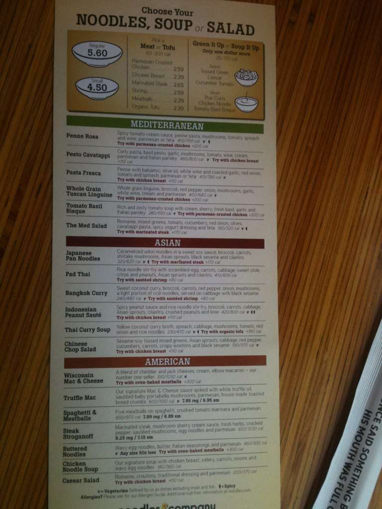 Noodles & Company Menu, Menu for Noodles & Company, Woodley Park