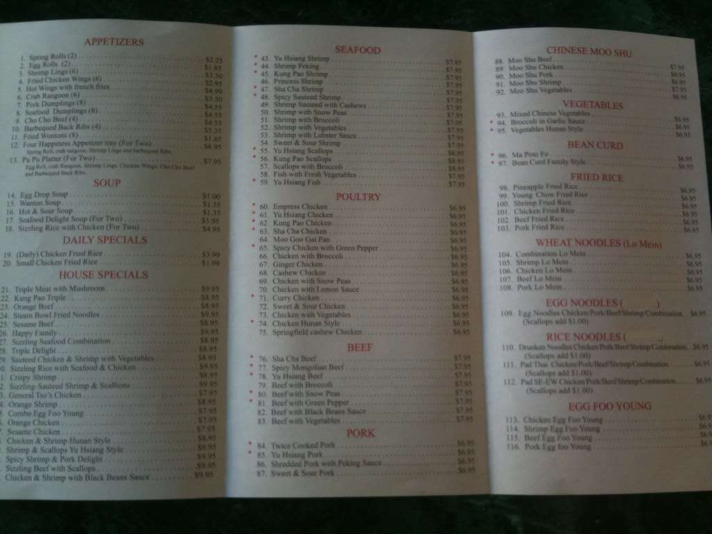 Steam Bowl Chinese a Kansas City, Missouri Foto del Menu con Prezzi