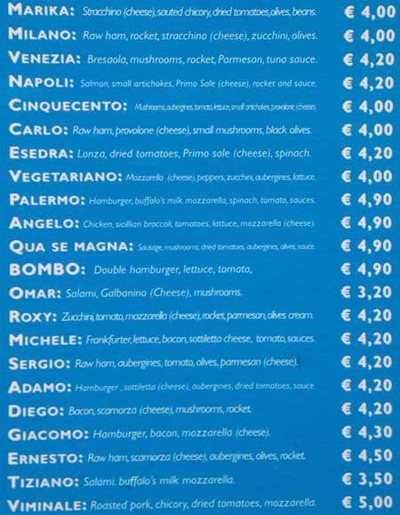 Menu di Bombo 