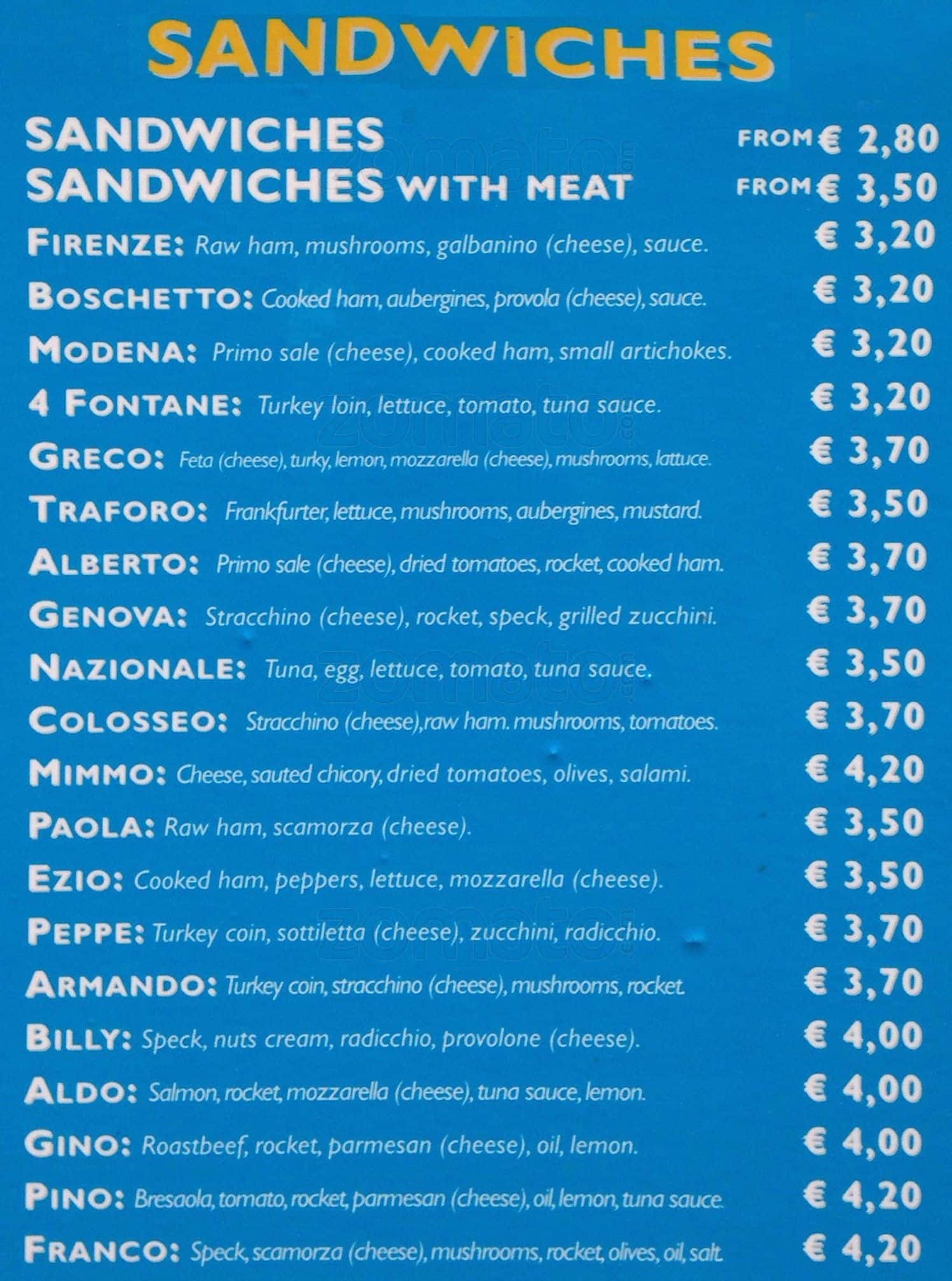 Menu di Bombo 