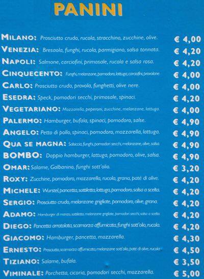 Menu di Bombo 