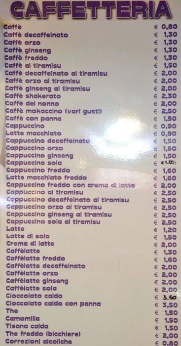 Menu di Il Giglio. Bar pasticceria 