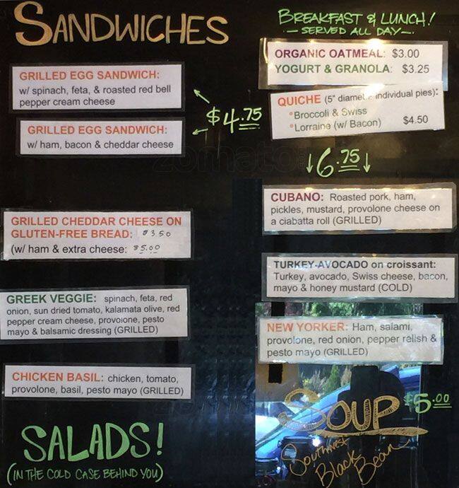 Menu at carly's Rolling Bay Cafe, Bainbridge Island