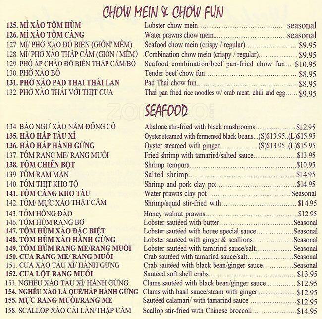 Menu at Nha Trang desserts, San Jose, Tully Rd