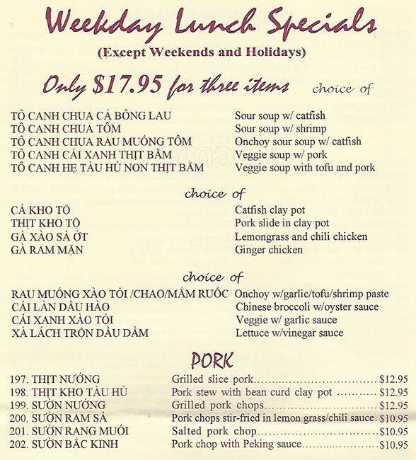 Menu at Nha Trang desserts, San Jose, Tully Rd