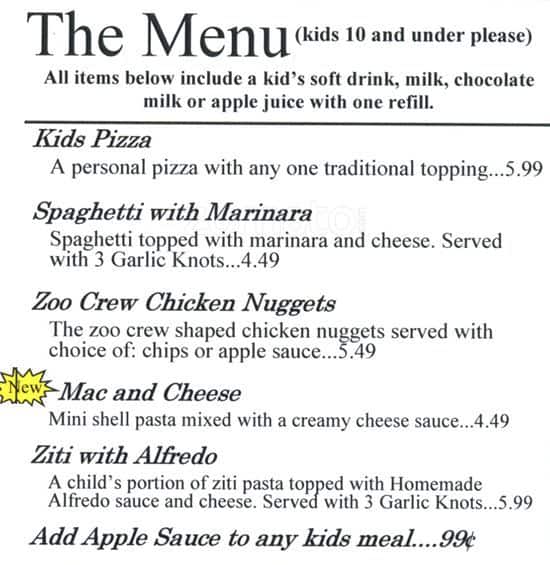 Menu at Virgilio's Pizzeria & Wine Bar, Littleton