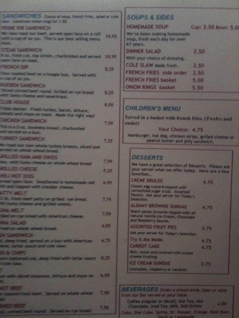 Albany Restaurant & Bar Menu Urbanspoon/Zomato