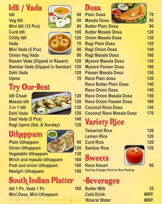 Menu at Sri Balaji Anna Dosa, New Delhi, Shop No. 4