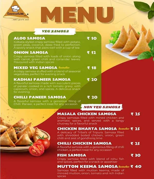 Menu of Samosa Wala, Jadavpur, Kolkata