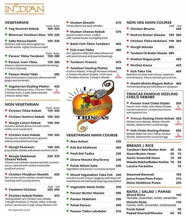The Other Room (behind Trincas) menu