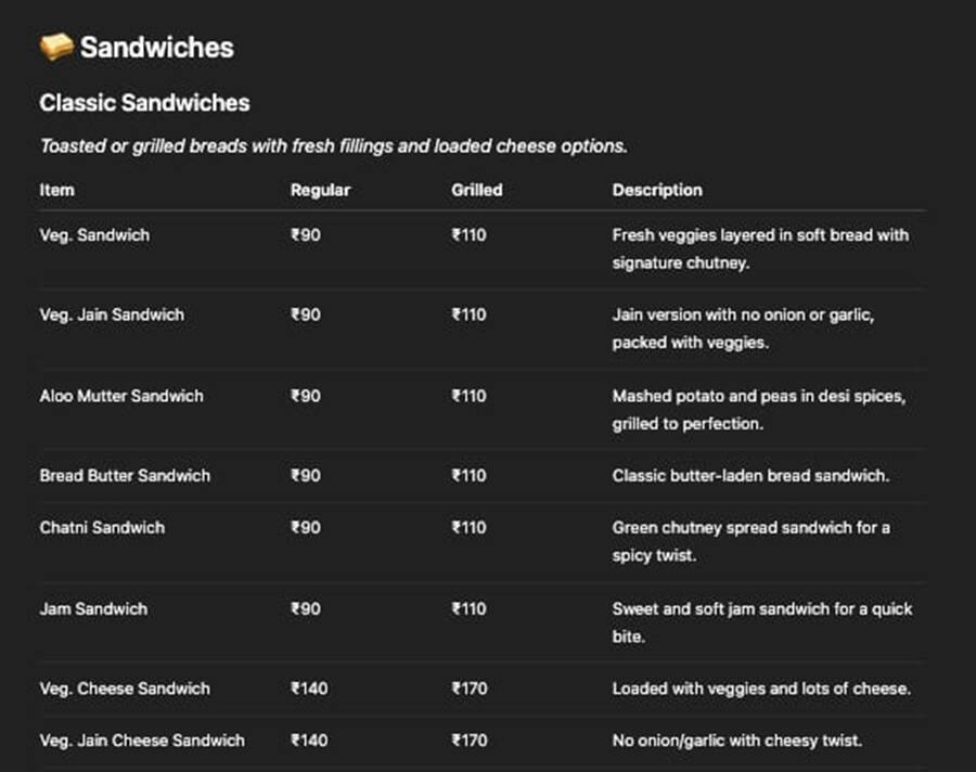 Menu