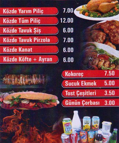 akin kozde pilic menu akin kozde pilic demirlibahce ankara icin menu