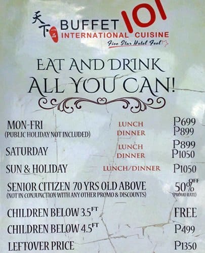 Buffet 101 Menu Menu For Buffet 101 Mall Of Asia Complex Moa Pasay City Zomato Philippines 