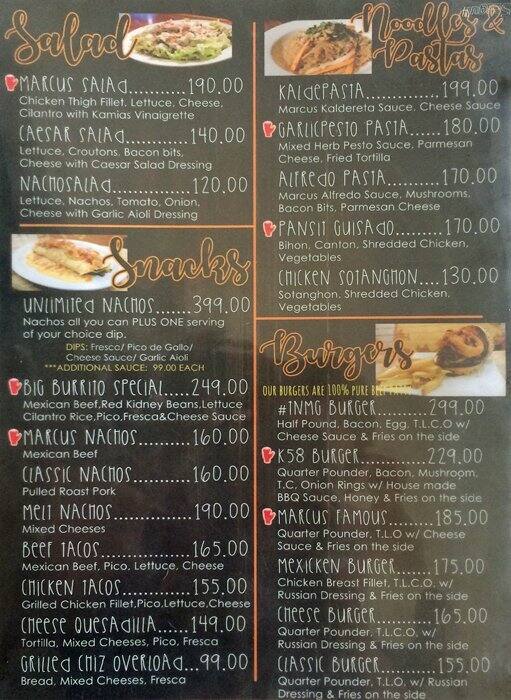 Marcus Grill Menu, Menu For Marcus Grill, Project 8, Quezon City ...