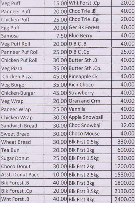 The Bread House menu