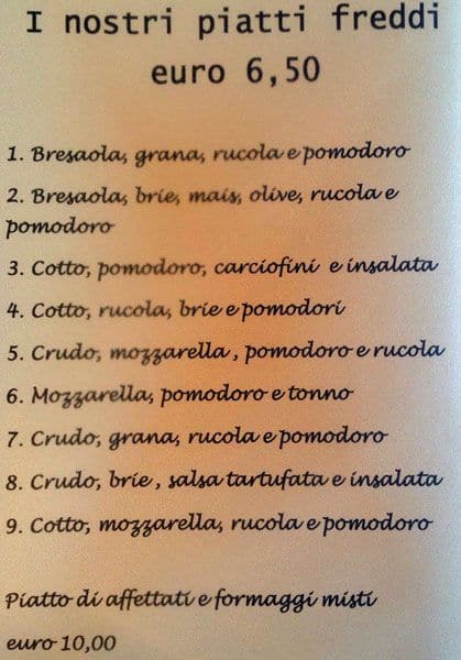 Menu di Caffecioccolata 
