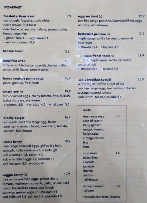 Menu At Iconic Cafe Parramatta 159 175 Church St